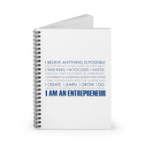 I Am An Entrepreneur Spiral Notebook - Blue